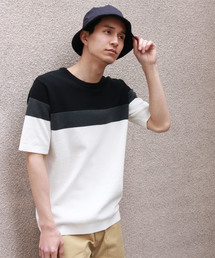 CRAFT STANDARD BOUTIQUE | 配色ニット編み地違いニットプルオーバー(ニット/セーター)