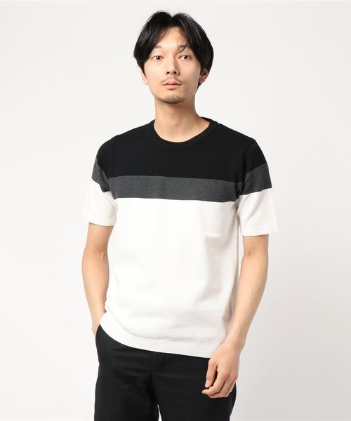 CRAFT STANDARD BOUTIQUE（クラフトスタンダードブティック）の「配色ニット編み地違いニットプルオーバー○（ニット/セーター・メンズ・ブラック/ネイビー・M/LL/L）」の5枚目の写真