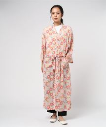 和柄シャツガウン/花柄/巾着付き