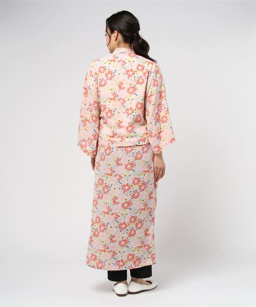 LB/S （エルビーエス）の「和柄シャツガウン/花柄/巾着付き（カーディガン/ボレロ・レディース・ベージュ/ネイビー/レッド・FREE）」の5枚目の写真