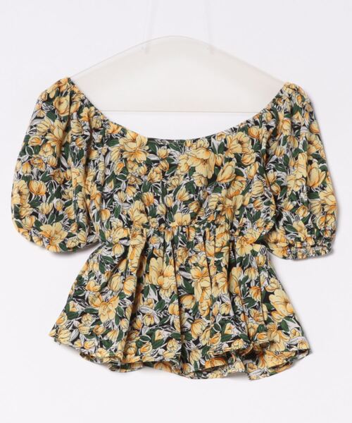 SPIGA（スピーガ）の「総花柄パフスリ裾フレアートップス（シャツ/ブラウス・レディース・レッド/イエロー・フリー）」の4枚目の写真