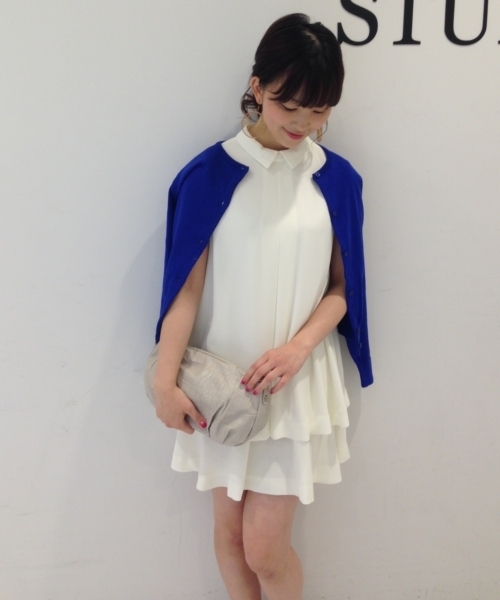 STUDIOUS（ステュディオス）の「STUDIOUS クルーネックカーデ（カーディガン/ボレロ・レディース・グリーン/ブルー/レッド/ホワイト/グレー・FREE）」の6枚目の写真