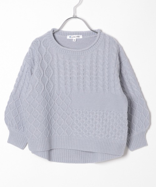 GLOBAL WORK(グローバルワーク)の「【キッズ】ケーブルパッチワークニット(ニット/セーター・キッズ・ライトブルー/ベージュ/オフホワイト・SMALL/MEDIUM/LARGE/X-LARGE/XX-LARGE)」の1枚目の写真