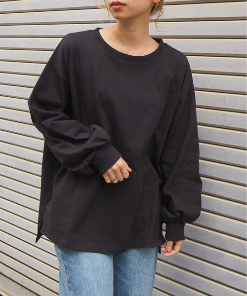 tiptop(ティップトップ)の「2020SS 綿100%前後差ビッグロンT(Tシャツ/カットソー)」|ブラック