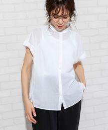 coen | インドコットンショートスリーブブラウス#(シャツ/ブラウス)