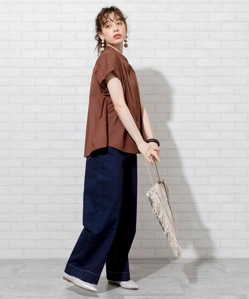 coen（コーエン）の「インドコットンショートスリーブブラウス#（シャツ/ブラウス・レディース・ブラック/ホワイト/ベージュ/ダークブラウン・FREE）」の7枚目の写真