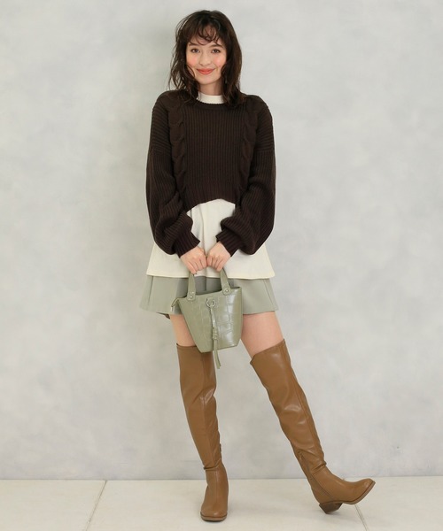 one after another NICE CLAUP（ワンアフターアナザーナイスクラップ）の「クロコ2Wayミニバッグ（ハンドバッグ・レディース・ブラウン/カーキ/アイボリー・FREE）」の16枚目の写真