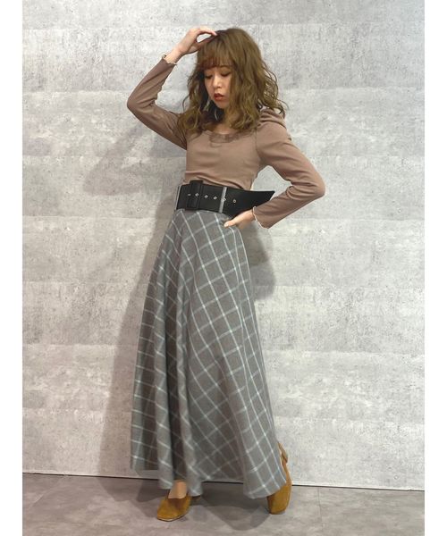 dazzlin（ダズリン）の「太ベルトマキシフレアスカート（スカート・レディース・グレー/ブルー/ベージュ/その他/その他1・SMALL/MEDIUM）」の14枚目の写真