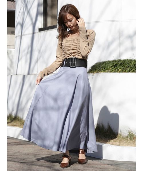 dazzlin（ダズリン）の「太ベルトマキシフレアスカート（スカート・レディース・グレー/ブルー/ベージュ/その他/その他1・SMALL/MEDIUM）」の15枚目の写真