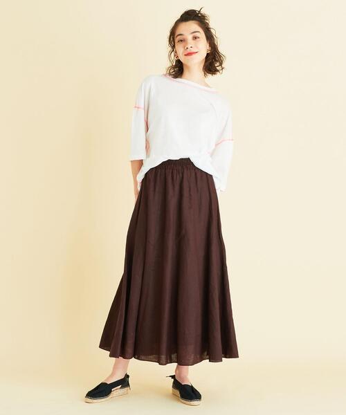 BEAUTY&YOUTH UNITED ARROWS(ビューティーアンドユースユナイテッドアローズ)の「BY∴ リネンウエストギャザーフレアスカート -ウォッシャブル- о(スカート・レディース・ダークブラウン/ライラック/ピンク・M/S)」の6枚目の写真