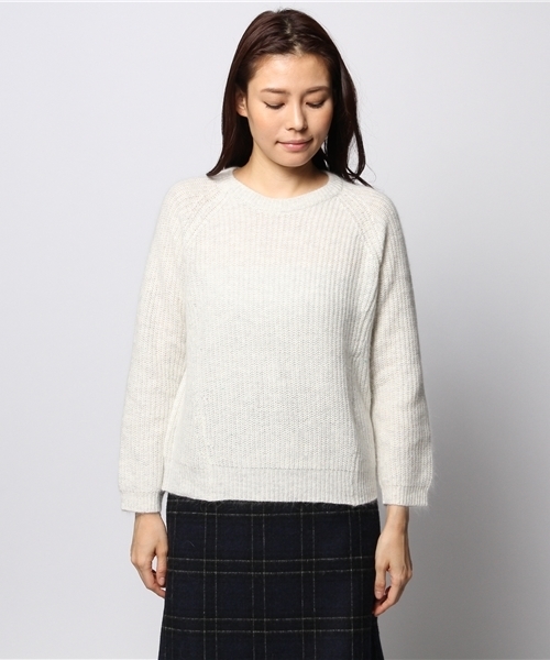 ELFORBR（エルフォーブル）の「キャッシュアンゴラ畦クルーネックプルオーバー（Tシャツ/カットソー・レディース・トップグレー/グリーン/サックスブルー・MEDIUM）」の4枚目の写真