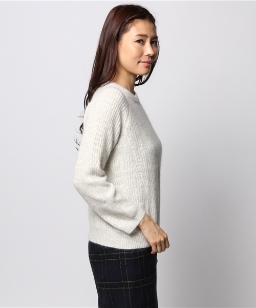 ELFORBR（エルフォーブル）の「キャッシュアンゴラ畦クルーネックプルオーバー（Tシャツ/カットソー・レディース・トップグレー/グリーン/サックスブルー・MEDIUM）」の5枚目の写真