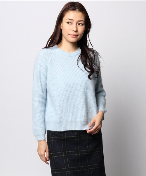 ELFORBR（エルフォーブル）の「キャッシュアンゴラ畦クルーネックプルオーバー（Tシャツ/カットソー・レディース・トップグレー/グリーン/サックスブルー・MEDIUM）」の11枚目の写真