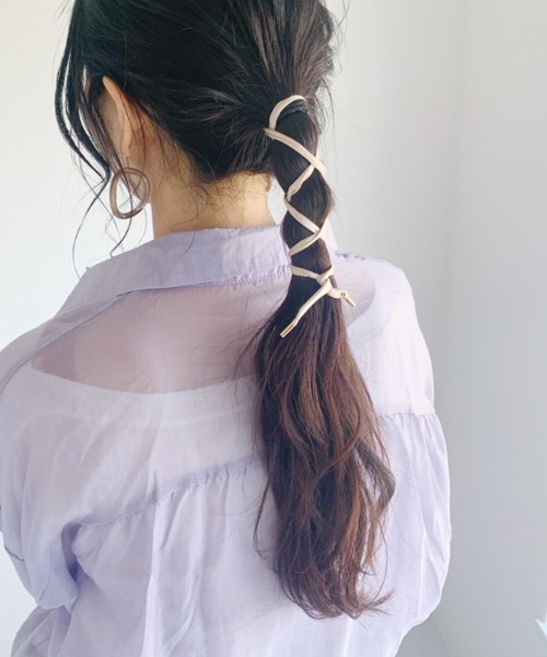 CLEA（クレア）の「”カラバリ豊富”サテン ワイヤー リボン（その他ヘアアクセサリー・レディース・ベージュ/ブラウン/ホワイト/ブラック/サックスブルー/ピンク/ネイビー/パープル/グレー/ワイン・FREE）」の5枚目の写真