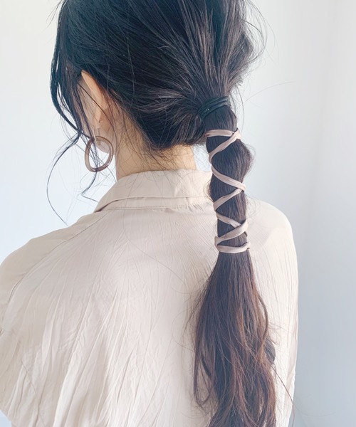 CLEA（クレア）の「”カラバリ豊富”サテン ワイヤー リボン（その他ヘアアクセサリー・レディース・ベージュ/ブラウン/ホワイト/ブラック/サックスブルー/ピンク/ネイビー/パープル/グレー/ワイン・FREE）」の4枚目の写真