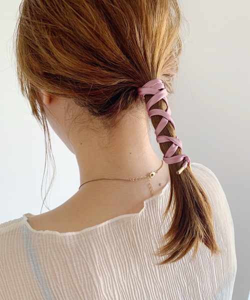 CLEA（クレア）の「”カラバリ豊富”サテン ワイヤー リボン（その他ヘアアクセサリー・レディース・ベージュ/ブラウン/ホワイト/ブラック/サックスブルー/ピンク/ネイビー/パープル/グレー/ワイン・FREE）」の9枚目の写真