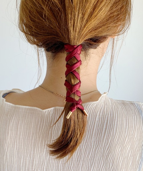 CLEA（クレア）の「”カラバリ豊富”サテン ワイヤー リボン（その他ヘアアクセサリー・レディース・ベージュ/ブラウン/ホワイト/ブラック/サックスブルー/ピンク/ネイビー/パープル/グレー/ワイン・FREE）」の14枚目の写真