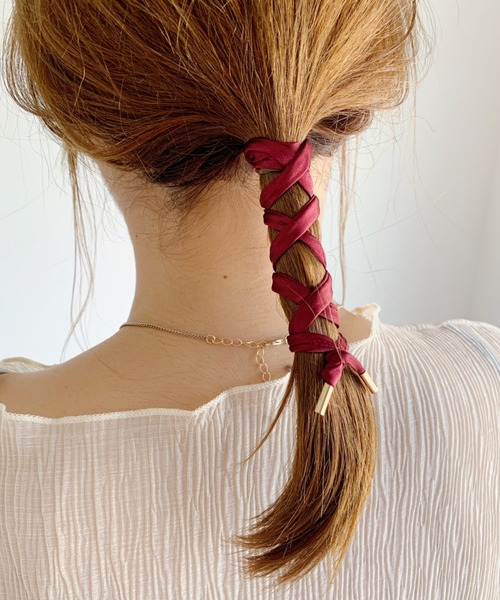 CLEA（クレア）の「”カラバリ豊富”サテン ワイヤー リボン（その他ヘアアクセサリー・レディース・ベージュ/ブラウン/ホワイト/ブラック/サックスブルー/ピンク/ネイビー/パープル/グレー/ワイン・FREE）」の11枚目の写真