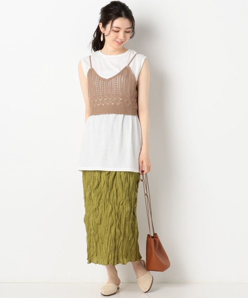 archives(アルシーヴ)の「透かし柄キャミSET(Tシャツ/カットソー・レディース・ネイビー/ベージュ/オフホワイト・MEDIUM)」の18枚目の写真