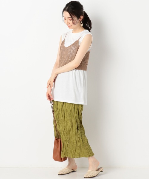 archives(アルシーヴ)の「透かし柄キャミSET(Tシャツ/カットソー・レディース・ネイビー/ベージュ/オフホワイト・MEDIUM)」の19枚目の写真
