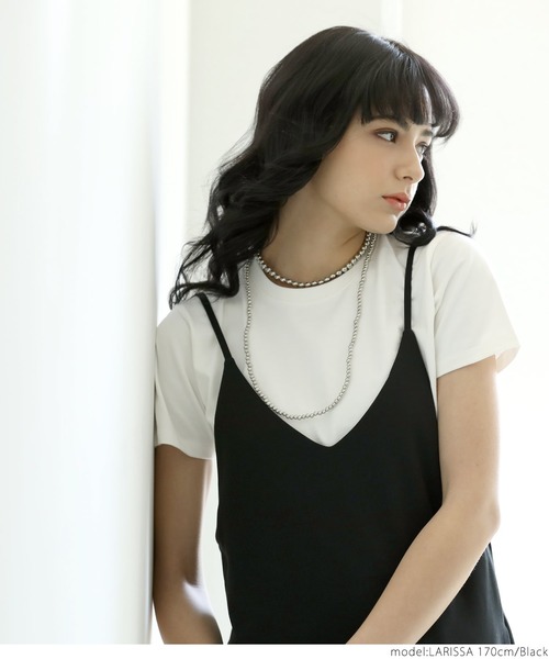 coca(coca)(コカ)の「シンプルストレッチ素材サロペットスカート(サロペット/オーバーオール・レディース・ブラック・ONE SIZE)」の7枚目の写真