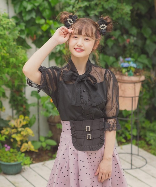 ROJITA（ロジータ）の「BIGリボンチュールブラウス（シャツ/ブラウス・レディース・ブラック/ベージュ/ピンク・FREE）」の6枚目の写真