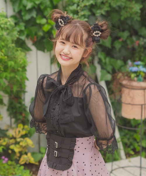 ROJITA（ロジータ）の「BIGリボンチュールブラウス（シャツ/ブラウス・レディース・ブラック/ベージュ/ピンク・FREE）」の7枚目の写真