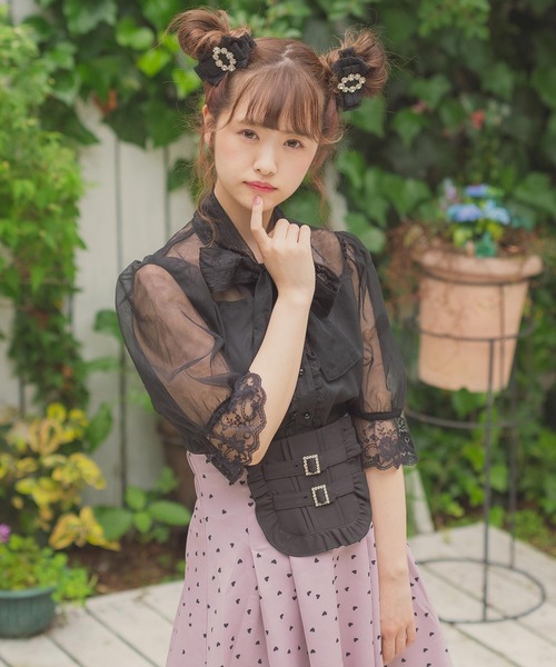 ROJITA（ロジータ）の「BIGリボンチュールブラウス（シャツ/ブラウス・レディース・ブラック/ベージュ/ピンク・FREE）」の8枚目の写真