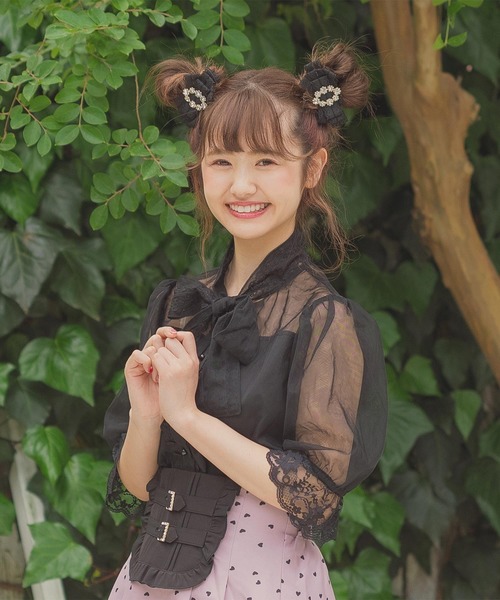 ROJITA（ロジータ）の「BIGリボンチュールブラウス（シャツ/ブラウス・レディース・ブラック/ベージュ/ピンク・FREE）」の9枚目の写真