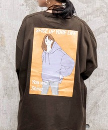 BASQUE magenta | ビッグシルエット 天竺 イラストプリント L/S TEE / You will Shine/ANOTHER VISION/GOAT GIRL(Tシャツ/カットソー)