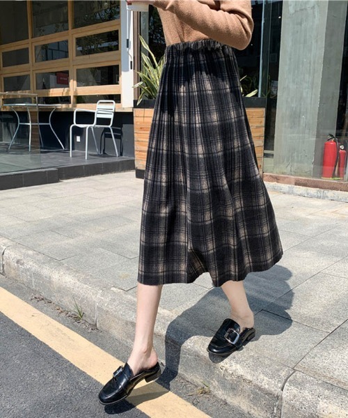 MAISON DE THERESE（メゾン ド テレーズ）の「2020年秋冬レディース ソフト起毛チェック柄ギャザースカート（スカート・レディース・ブラック/イエロー/ブルー/グリーン/ブラック系その他/ブルー系その他/イエロー系その他・S/M/L）」の13枚目の写真
