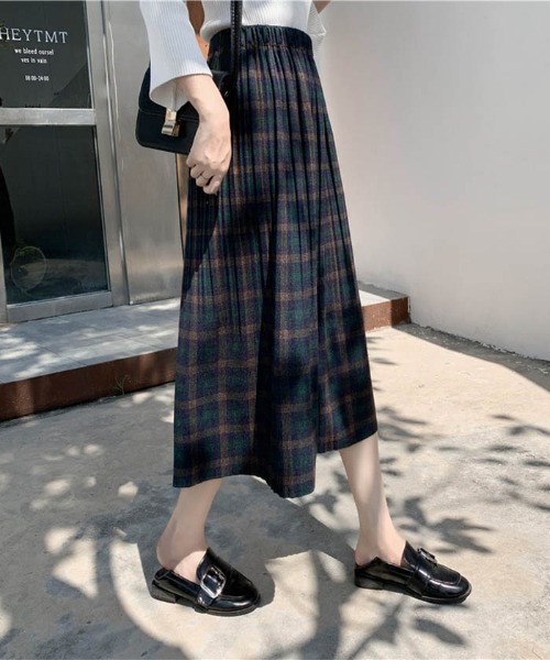 MAISON DE THERESE（メゾン ド テレーズ）の「2020年秋冬レディース ソフト起毛チェック柄ギャザースカート（スカート・レディース・ブラック/イエロー/ブルー/グリーン/ブラック系その他/ブルー系その他/イエロー系その他・S/M/L）」の18枚目の写真