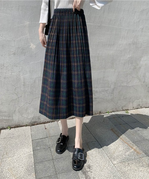 MAISON DE THERESE（メゾン ド テレーズ）の「2020年秋冬レディース ソフト起毛チェック柄ギャザースカート（スカート・レディース・ブラック/イエロー/ブルー/グリーン/ブラック系その他/ブルー系その他/イエロー系その他・S/M/L）」の19枚目の写真
