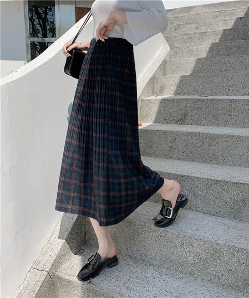 MAISON DE THERESE（メゾン ド テレーズ）の「2020年秋冬レディース ソフト起毛チェック柄ギャザースカート（スカート・レディース・ブラック/イエロー/ブルー/グリーン/ブラック系その他/ブルー系その他/イエロー系その他・S/M/L）」の22枚目の写真