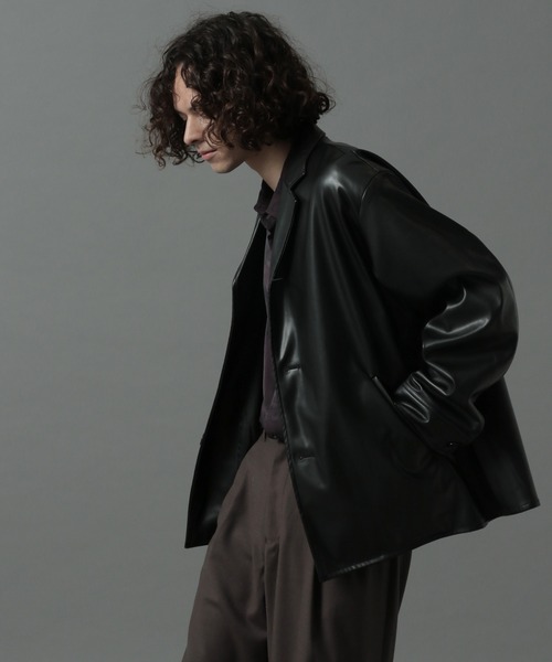 HARE（ハレ）の「シンセティックレザーシャツジャケット(HARE