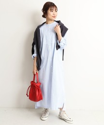 キャンブリックシャツワンピース【手洗い可能】◆