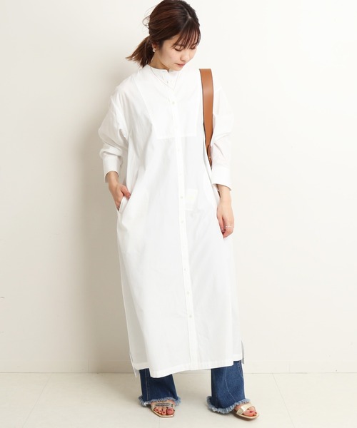 SLOBE IENA(スローブイエナ)の「キャンブリックシャツワンピース【手洗い可能】◆(シャツワンピース・レディース・ホワイト/ブルー系その他・FREE)」の2枚目の写真