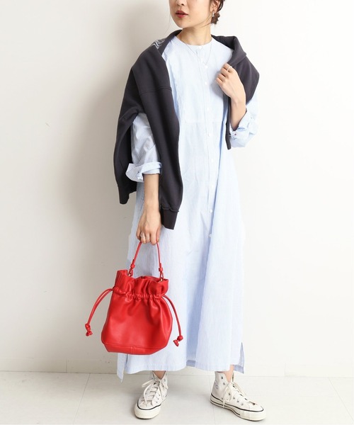 SLOBE IENA(スローブイエナ)の「キャンブリックシャツワンピース【手洗い可能】◆(シャツワンピース・レディース・ホワイト/ブルー系その他・FREE)」の15枚目の写真