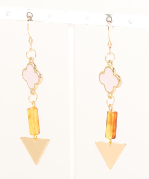 tone(トーン)の「【-lensa-】四つ葉のクローバーハッピーピアスver.2(MA)(ピアス(両耳用)・レディース・ピンク/ブラウン・FREE)」の4枚目の写真