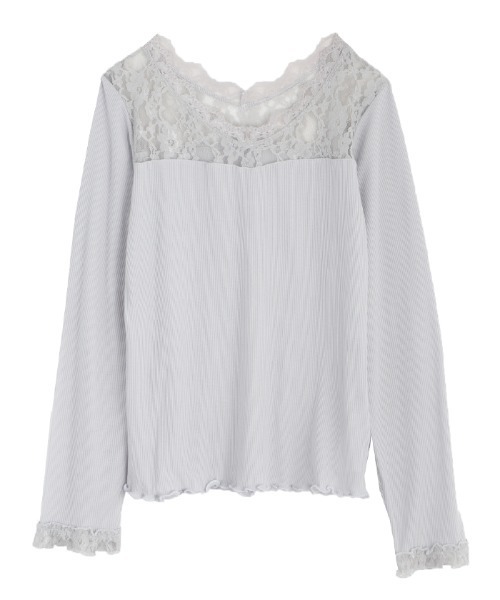 axes femme(アクシーズファム)の「ヨークレースリブインナー(Tシャツ/カットソー・レディース・ホワイト/ブラック/グレー・MEDIUM)」の3枚目の写真