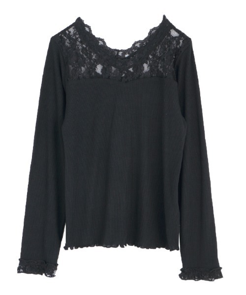 axes femme(アクシーズファム)の「ヨークレースリブインナー(Tシャツ/カットソー・レディース・ホワイト/ブラック/グレー・MEDIUM)」の2枚目の写真