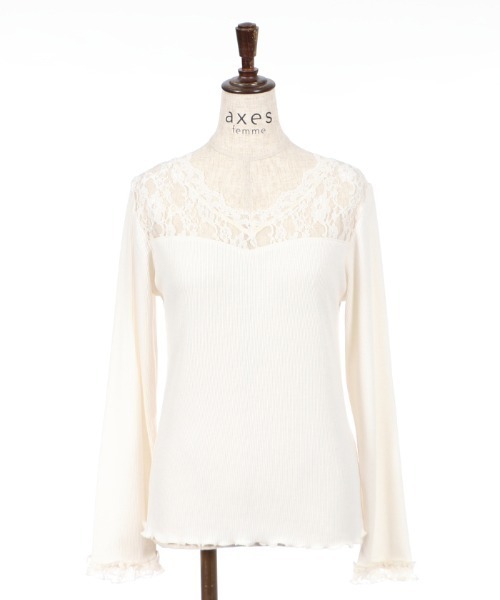 axes femme(アクシーズファム)の「ヨークレースリブインナー(Tシャツ/カットソー・レディース・ホワイト/ブラック/グレー・MEDIUM)」の4枚目の写真