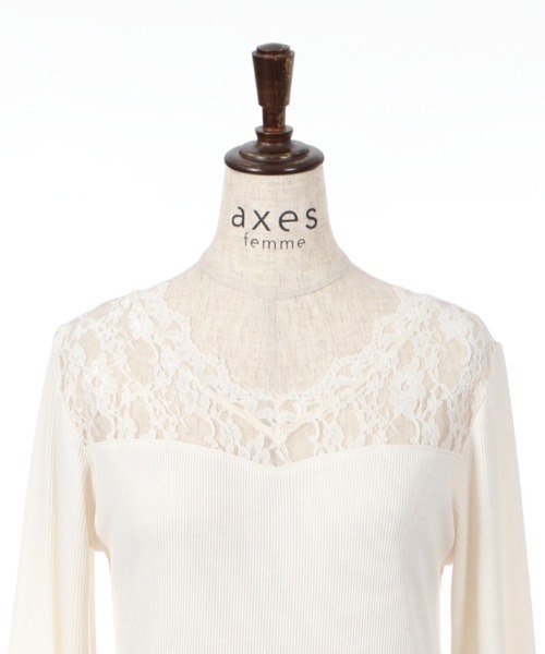axes femme(アクシーズファム)の「ヨークレースリブインナー(Tシャツ/カットソー・レディース・ホワイト/ブラック/グレー・MEDIUM)」の7枚目の写真