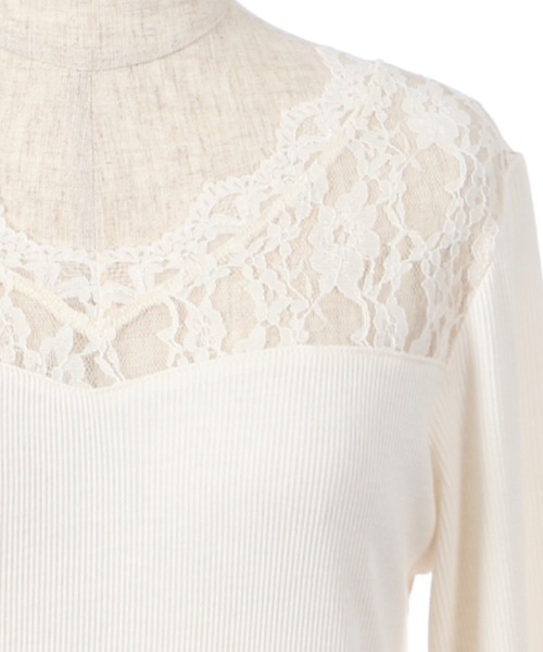 axes femme(アクシーズファム)の「ヨークレースリブインナー(Tシャツ/カットソー・レディース・ホワイト/ブラック/グレー・MEDIUM)」の9枚目の写真