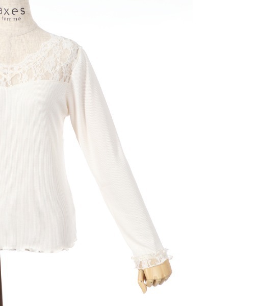 axes femme(アクシーズファム)の「ヨークレースリブインナー(Tシャツ/カットソー・レディース・ホワイト/ブラック/グレー・MEDIUM)」の13枚目の写真