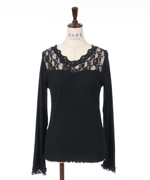 axes femme(アクシーズファム)の「ヨークレースリブインナー(Tシャツ/カットソー・レディース・ホワイト/ブラック/グレー・MEDIUM)」の14枚目の写真