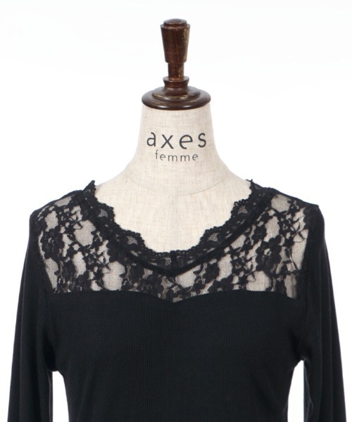 axes femme(アクシーズファム)の「ヨークレースリブインナー(Tシャツ/カットソー・レディース・ホワイト/ブラック/グレー・MEDIUM)」の17枚目の写真