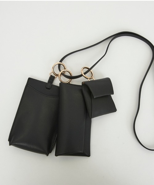 LAZY SUSAN（レイジースーザン）の「マルチポシェット　ルベルニ３セット（ショルダーバッグ・レディース・ブラック/ブラウン/アイボリー・FREE）」の11枚目の写真