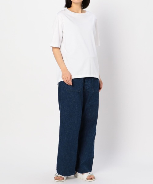 【定価1.2万】アンフィル unfil *バックスリットカットソー*0綿天竺ブラウン濃茶プルオーバー半袖Tシャツ(25-2409-360)【22J42】 unfil 【定価1.2万】アンフィル *バックスリットカットソー*0綿