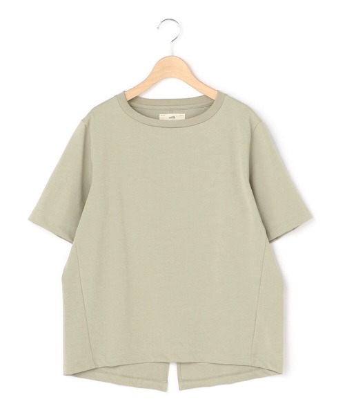 【定価1.2万】アンフィル unfil *バックスリットカットソー*0綿天竺ブラウン濃茶プルオーバー半袖Tシャツ(25-2409-360)【22J42】 unfil 【定価1.2万】アンフィル *バックスリットカットソー*0綿